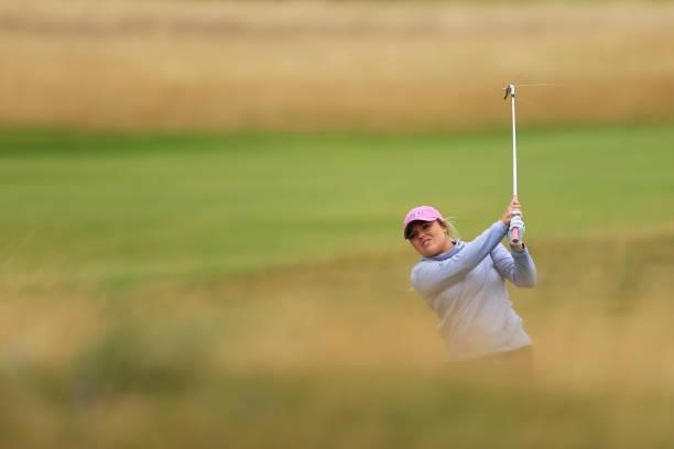 Lauren Stephenson of The United States plays her second shot on the fifteenth hole during Day One of the AIG Women's Open at Carnoustie Golf Links on...