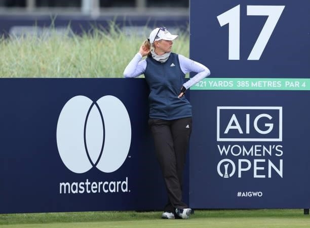 Jessica Korda of The United States looks on from the seventeenth tee during Day One of the AIG Women's Open at Carnoustie Golf Links on August 19,...