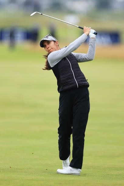 Paula Reto of South Africa plays her second shot on the fourth hole during Day One of the AIG Women's Open at Carnoustie Golf Links on August 19,...