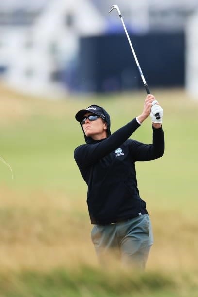 Cydney Clanton of The United States plays her second shot on the fourth hole during Day One of the AIG Women's Open at Carnoustie Golf Links on...
