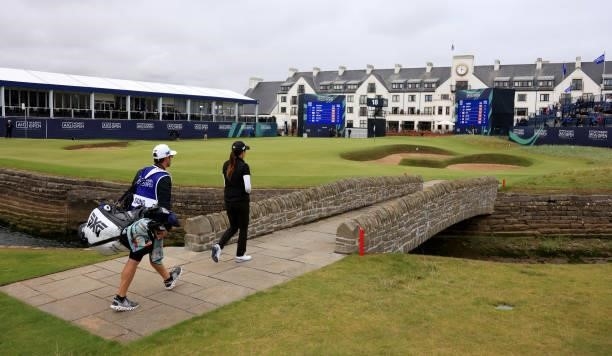 Jennifer Song of The United States walking on to the 18th green during the first round of the AIG Women's Open at Carnoustie Golf Links on August 19,...