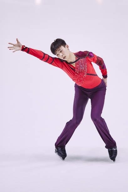 Heung Lai Zhao of Hong Kong competes in the Junior Men's Short Program during the ISU Junior Grand Prix of Figure Skating at Patinoire du Forum on...