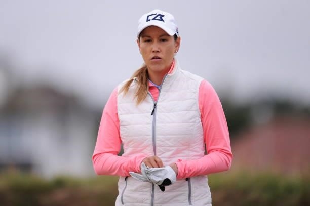 Whitney Hillier of Australia looks on from the sixteenth hole during Day One of the AIG Women's Open at Carnoustie Golf Links on August 19, 2021 in...