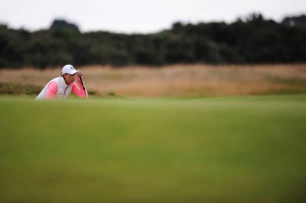 Whitney Hillier of Australia lines up a putt on the sixteenth green during Day One of the AIG Women's Open at Carnoustie Golf Links on August 19,...