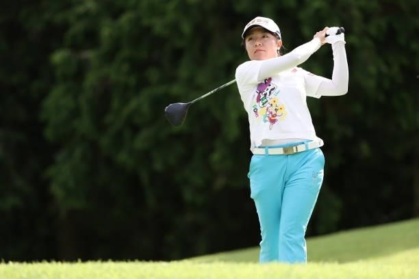 Pei-Ying Tsai of Taiwan hits her tee shot on the 2nd hole during the first round of the CAT Ladies at Daihakone Country Club on August 20, 2021 in...