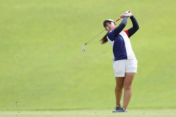 Miyu Yamashita of Japanhits her second shot on the 6th hole during the first round of the CAT Ladies at Daihakone Country Club on August 20, 2021 in...