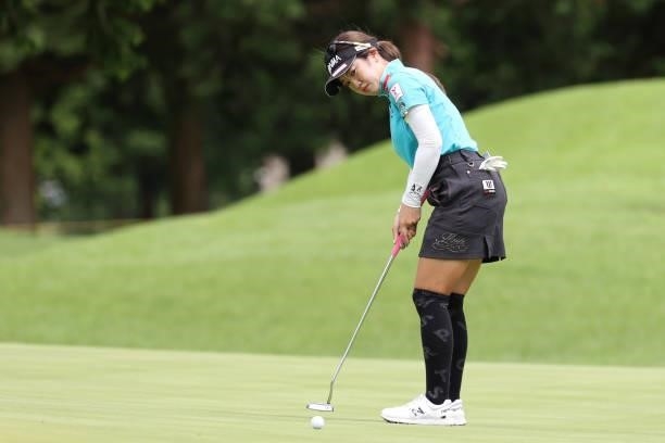 Nanoko Hayashi of Japan putts on the 6th hole during the first round of the CAT Ladies at Daihakone Country Club on August 20, 2021 in Hakone,...