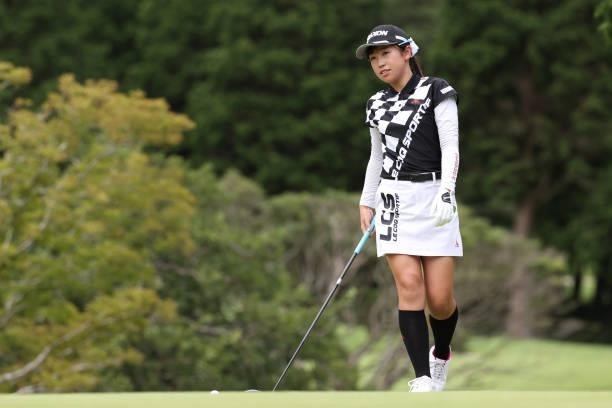 Nana Suganuma of Japan hits her tee shot on the 7th hole during the first round of the CAT Ladies at Daihakone Country Club on August 20, 2021 in...