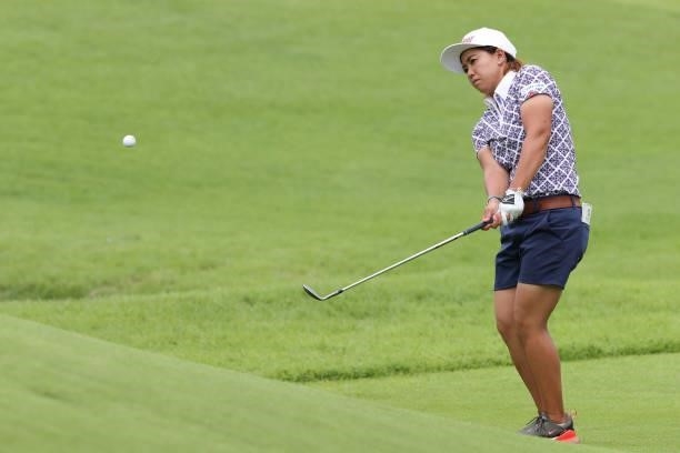 Nana Yamashiro of Japan chips onto the 5th green during the first round of the CAT Ladies at Daihakone Country Club on August 20, 2021 in Hakone,...