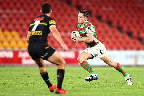 Cameron Murray of the Rabbitohs in action during the round 23 NRL match between the Penrith Panthers and the South Sydney Rabbitohs at Suncorp...