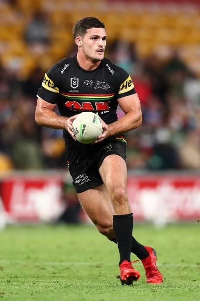 Nathan Cleary of the Panthers in action during the round 23 NRL match between the Penrith Panthers and the South Sydney Rabbitohs at Suncorp Stadium,...