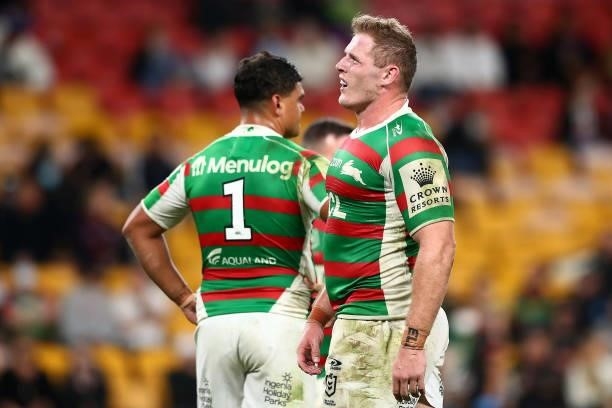 Thomas Burgess of the Rabbitohs looks on during the round 23 NRL match between the Penrith Panthers and the South Sydney Rabbitohs at Suncorp...