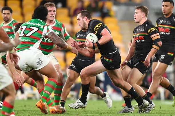 Isaah Yeo of the Panthers in action during the round 23 NRL match between the Penrith Panthers and the South Sydney Rabbitohs at Suncorp Stadium, on...