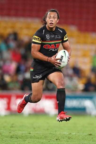 Jerome Luai of the Panthers in action during the round 23 NRL match between the Penrith Panthers and the South Sydney Rabbitohs at Suncorp Stadium,...