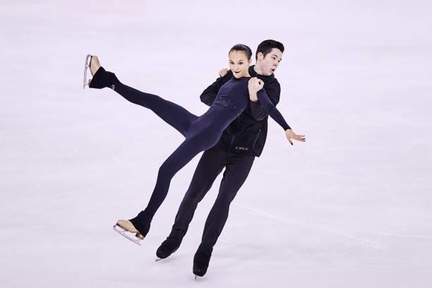 Tatjana Bunina and Ivan Kuznetsov of Estonia compete in the Junior Ice Dance Rhythm Dance during the ISU Junior Grand Prix of Figure Skating at...