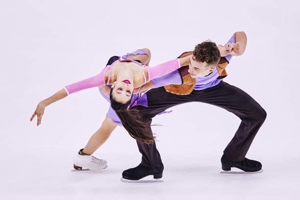 Louise Bordet and Thomas Gipoulou of France compete in the Junior Ice Dance Rhythm Dance during the ISU Junior Grand Prix of Figure Skating at...
