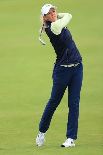 Amy Olson of The United States plays her second shot on the seventeenth hole during Day Two of the AIG Women's Open at Carnoustie Golf Links on...