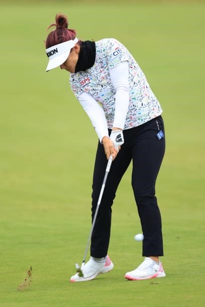 Hannah Green of Australia plays her second shot on the seventeenth hole during Day Two of the AIG Women's Open at Carnoustie Golf Links on August 20,...