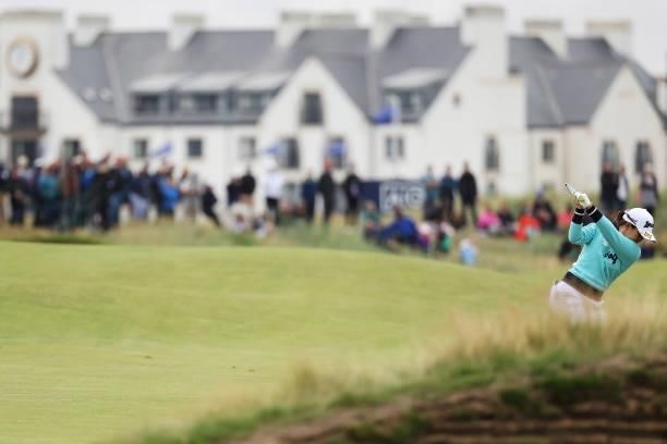 Nasa Hataoka of Japan plays her second shot on the fifteenth hole during Day Two of the AIG Women's Open at Carnoustie Golf Links on August 20, 2021...