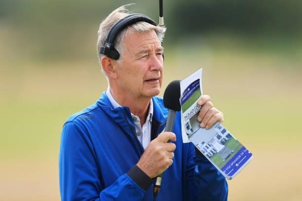 Ken Brown, former professional golfer is pictured commentating on-course for Sky Sports during Day Two of the AIG Women's Open at Carnoustie Golf...
