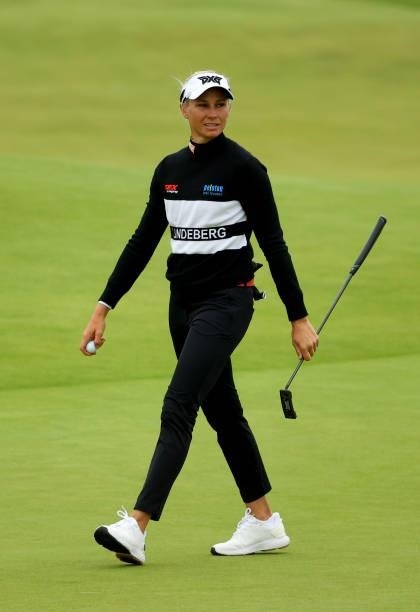Ryann O'Toole of The United States on the 17th green during the second round of the AIG Women's Open at Carnoustie Golf Links on August 20, 2021 in...