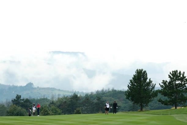 General view as Jacques Kruyswijk of South Africa and Lee Slattery of England make their way along the ninth hole during Day Two of The D+D Real...