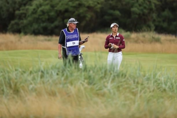 Su Oh of Australia prepares to play her second shot on the twelfth hole during Day Two of the AIG Women's Open at Carnoustie Golf Links on August 20,...