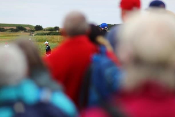 Madelene Sagstrom of Sweden looks on from the fourteenth green during Day Two of the AIG Women's Open at Carnoustie Golf Links on August 20, 2021 in...