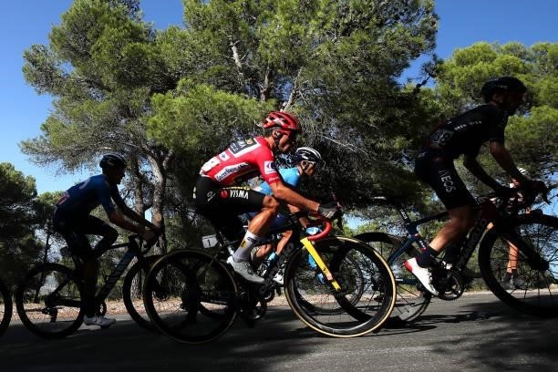 Primoz Roglic of Slovenia and Team Jumbo - Visma red leader jersey competes during the 76th Tour of Spain 2021, Stage 7 a 152km stage from Gandía to...