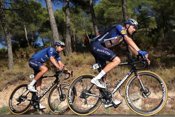 Josef Cerny of Czech Republic and Bert Van Lerberghe of Belgium and Team Deceuninck - Quick-Step after the 76th Tour of Spain 2021, Stage 7 a 152km...