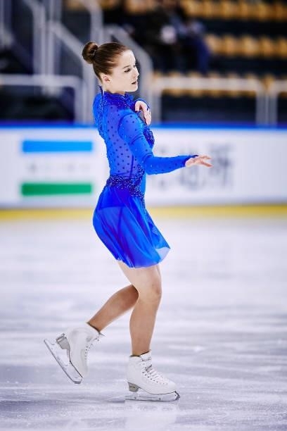 Alina Urushadze of Georgia competes in the Junior Women's Free Skating Dance during the ISU Junior Grand Prix of Figure Skating at Patinoire du Forum...