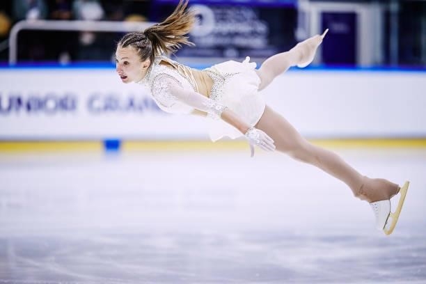 Lola Ghozali of France competes in the Junior Women's Free Skating Dance during the ISU Junior Grand Prix of Figure Skating at Patinoire du Forum on...