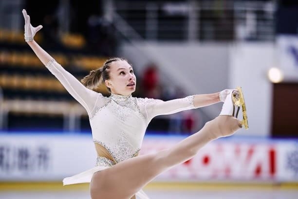 Lola Ghozali of France competes in the Junior Women's Free Skating Dance during the ISU Junior Grand Prix of Figure Skating at Patinoire du Forum on...