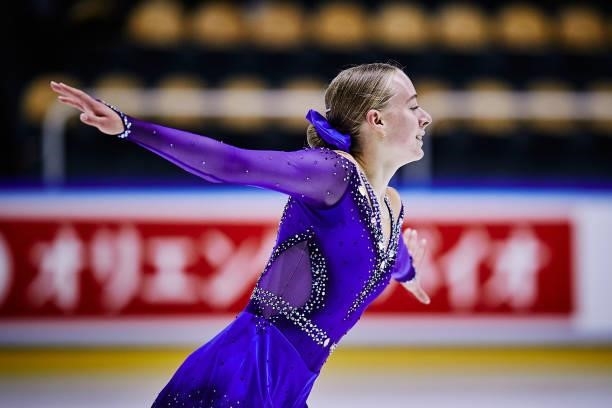 Catharina Victoria Petersen of Denmark competes in the Junior Women's Free Skating Dance during the ISU Junior Grand Prix of Figure Skating at...