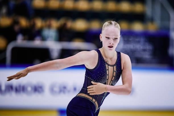 Maria Levushkina of Bulgaria competes in the Junior Women's Free Skating Dance during the ISU Junior Grand Prix of Figure Skating at Patinoire du...