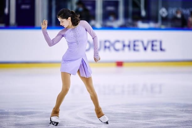 Nargiz Suleymanova of Germany competes in the Junior Women's Free Skating Dance during the ISU Junior Grand Prix of Figure Skating at Patinoire du...