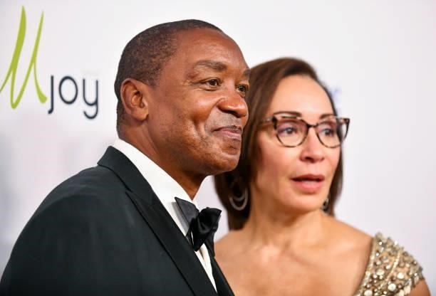 Isiah Thomas and Lynn Kendall attend the Harold and Carole Pump Foundation Gala at The Beverly Hilton on August 20, 2021 in Beverly Hills, California.