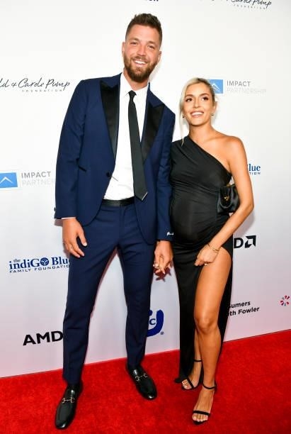 Chandler Parsons and Haylee Harrison attend the Harold and Carole Pump Foundation Gala at The Beverly Hilton on August 20, 2021 in Beverly Hills,...
