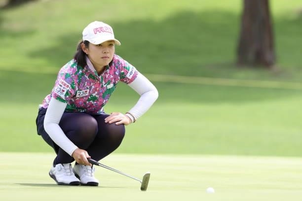 Rie Tsuji of Japan putts on the 6th hole during the second round of the CAT Ladies at Daihakone Country Club on August 21, 2021 in Hakone, Kanagawa,...