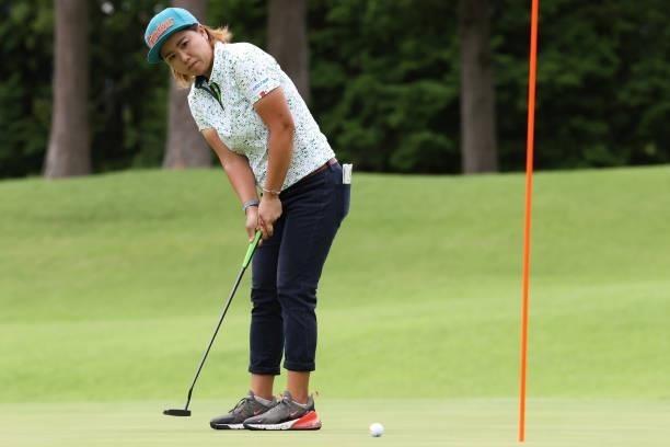 Nana Yamashiro of Japan putts on the 1st hole during the second round of the CAT Ladies at Daihakone Country Club on August 21, 2021 in Hakone,...