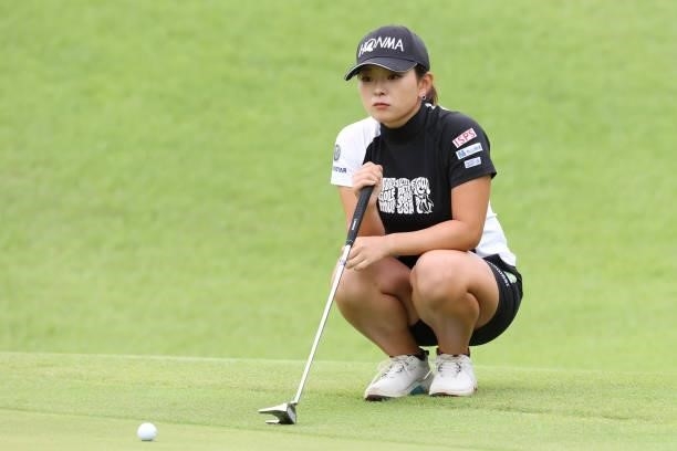 Momo Yoshikawa of Japan putts on the 1st hole during the second round of the CAT Ladies at Daihakone Country Club on August 21, 2021 in Hakone,...