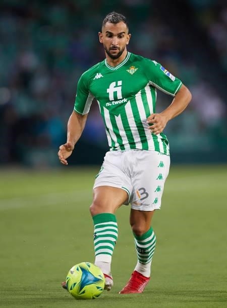 Martin Montoya of Real Betis in action during the La Liga Santader match between Real Betis and Cadiz CF on Friday 20 August in Seville, Spain