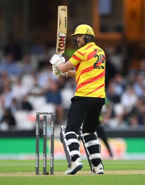 Rockets batter Dawid Malan in batting action during the Eliminator match of The Hundred between Southern Brave Men and Trent Rockets Men at The Kia...