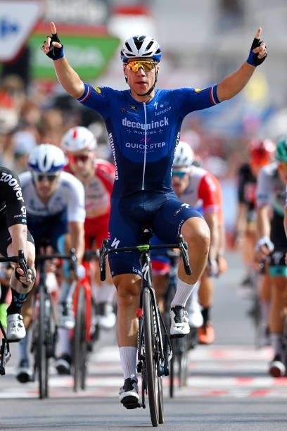 Fabio Jakobsen of Netherlands and Team Deceuninck - Quick-Step celebrates winning during the 76th Tour of Spain 2021, Stage 8 a 173,7 km stage from...