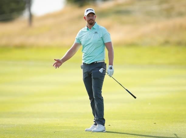 Jacques Kruyswijk of South Africa on the 14th hole during Day Three of The D+D Real Czech Masters at Albatross Golf Resort on August 21, 2021 in...