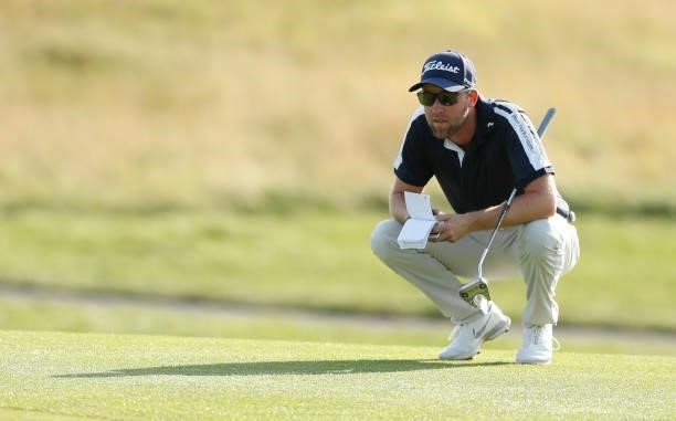 Philip Eriksson of Sweden on the 1hole during Day Three of The D+D Real Czech Masters at Albatross Golf Resort on August 21, 2021 in Prague, Czech...