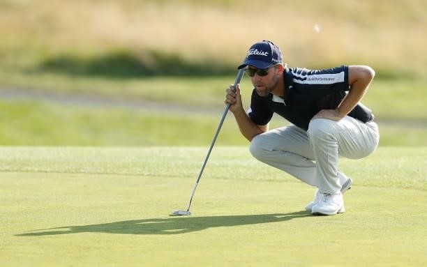 Philip Eriksson of Sweden on the 14th hole during Day Three of The D+D Real Czech Masters at Albatross Golf Resort on August 21, 2021 in Prague,...