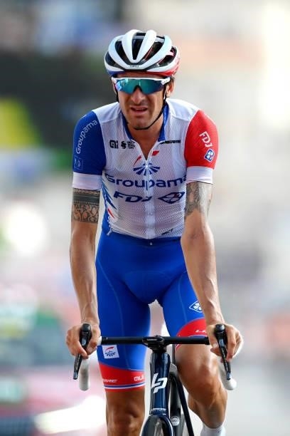 Anthony Roux of France and Team Groupama - FDJ reacts after crosses the finishing line in the 76th Tour of Spain 2021, Stage 8 a 173,7 km stage from...