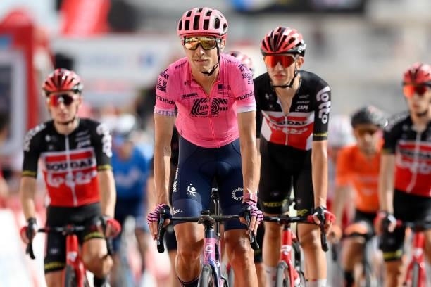 Magnus Cort Nielsen of Denmark and Team EF Education - Nippo reacts after crosses the finishing line in the 76th Tour of Spain 2021, Stage 8 a 173,7...