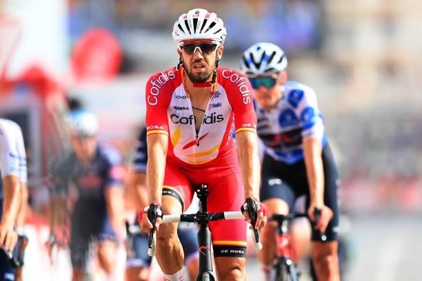 Jesús Herrada Lopez of Spain and Team Cofidis reacts after crosses the finishing line in the 76th Tour of Spain 2021, Stage 8 a 173,7 km stage from...